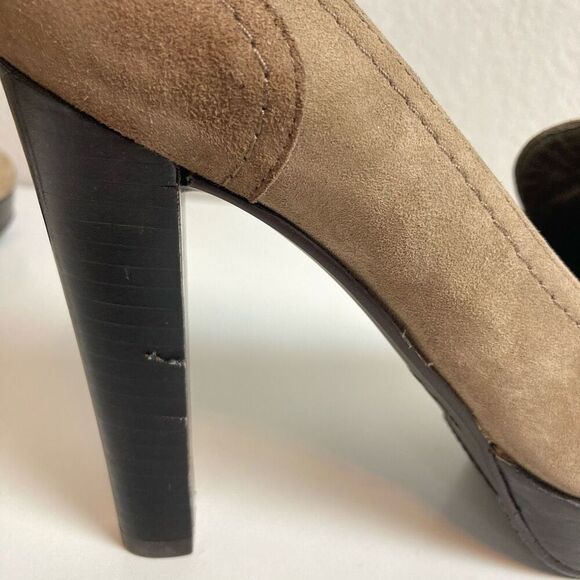 Stuart Weitzman Brown Taupe Suede Pumps Tassup Platform Heels with Tassel sz 5.5 - Picture 8 of 8